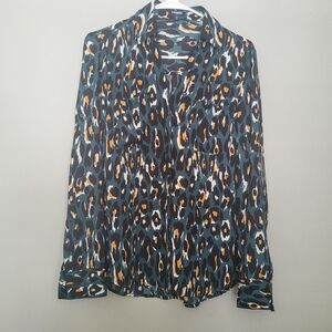 Express Multicolor Animal Print Button Down Shirt